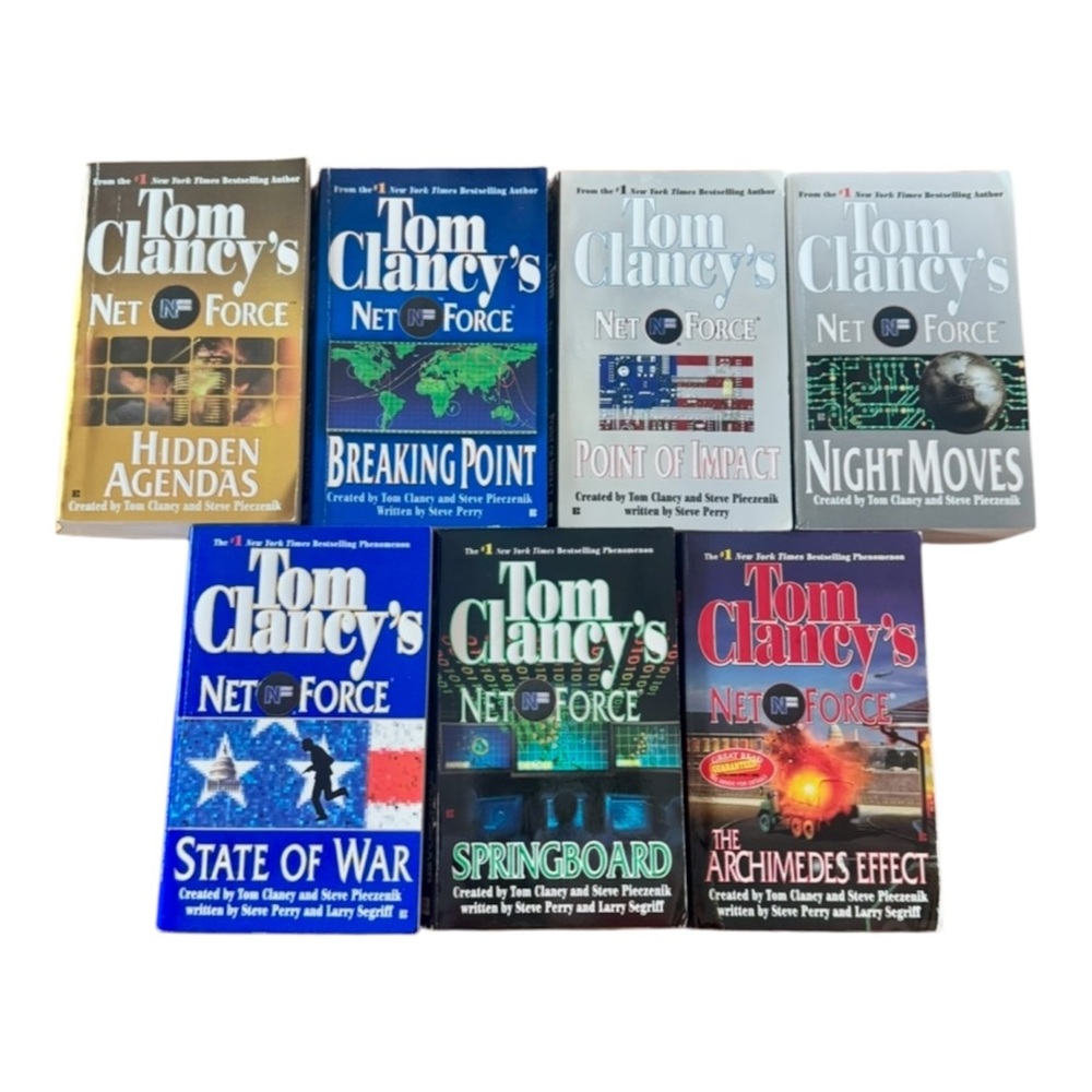 Tom Clancy Net Force 7 Book Lot PB Techno Thriller Military Espionage Set